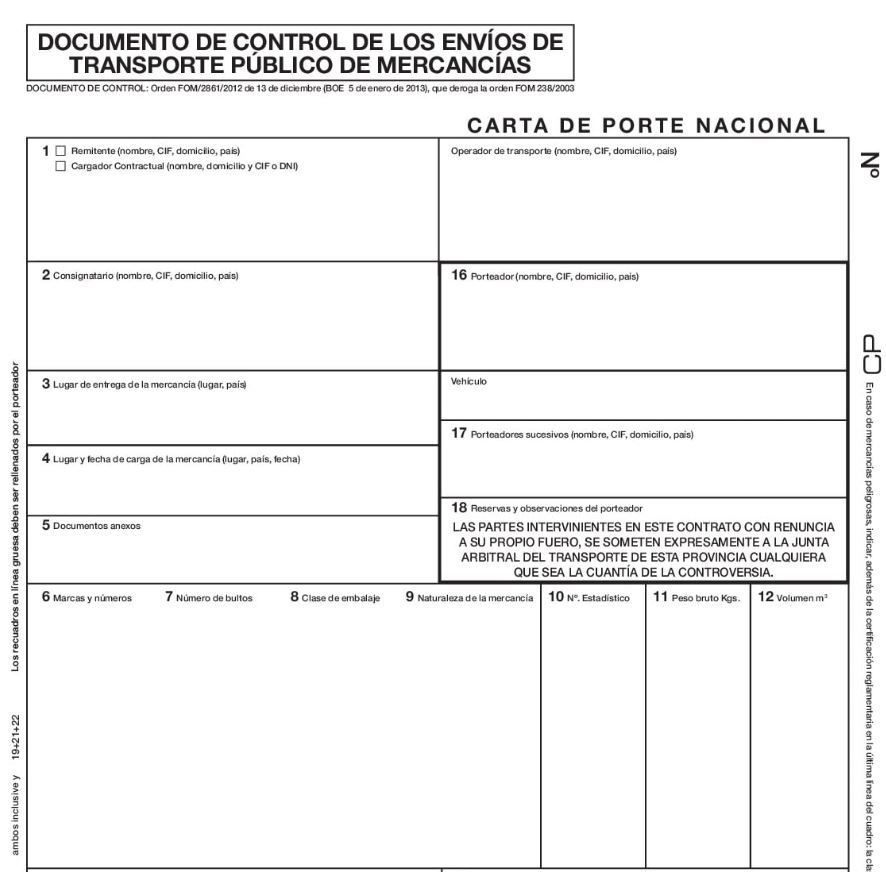 Carta de porte nacional